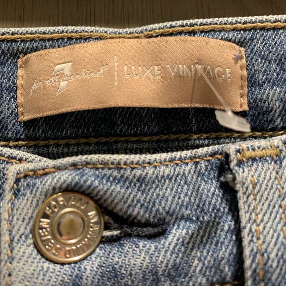 7 For All Mankind‎ Luxe Vintage High-Waist Ankle Skinny Jeans w/ Lurex Stripe 28 - Picture 7 of 10